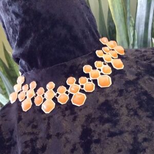 Elegant Orange Statement Collar Necklace 16 In Long